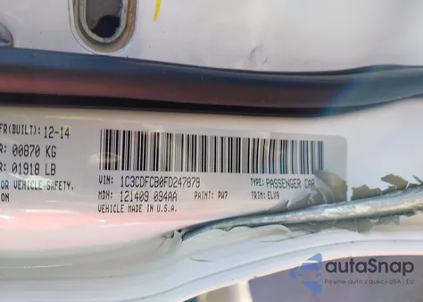 2015 Dodge Dart Limited from USA, damaged, VIN 1C3CDFCB0FD247879